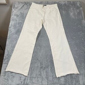 DKNY Womens Jeans Size 28 White Wide Leg Denim High Rise Raw Hem